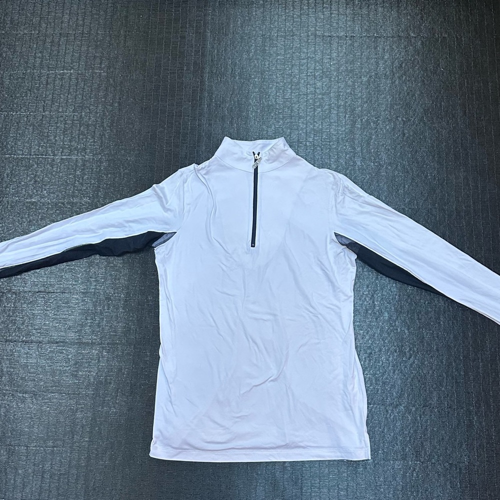 Tailored Sportsman 3/4 Zip Long Sleeve -White and Black Details